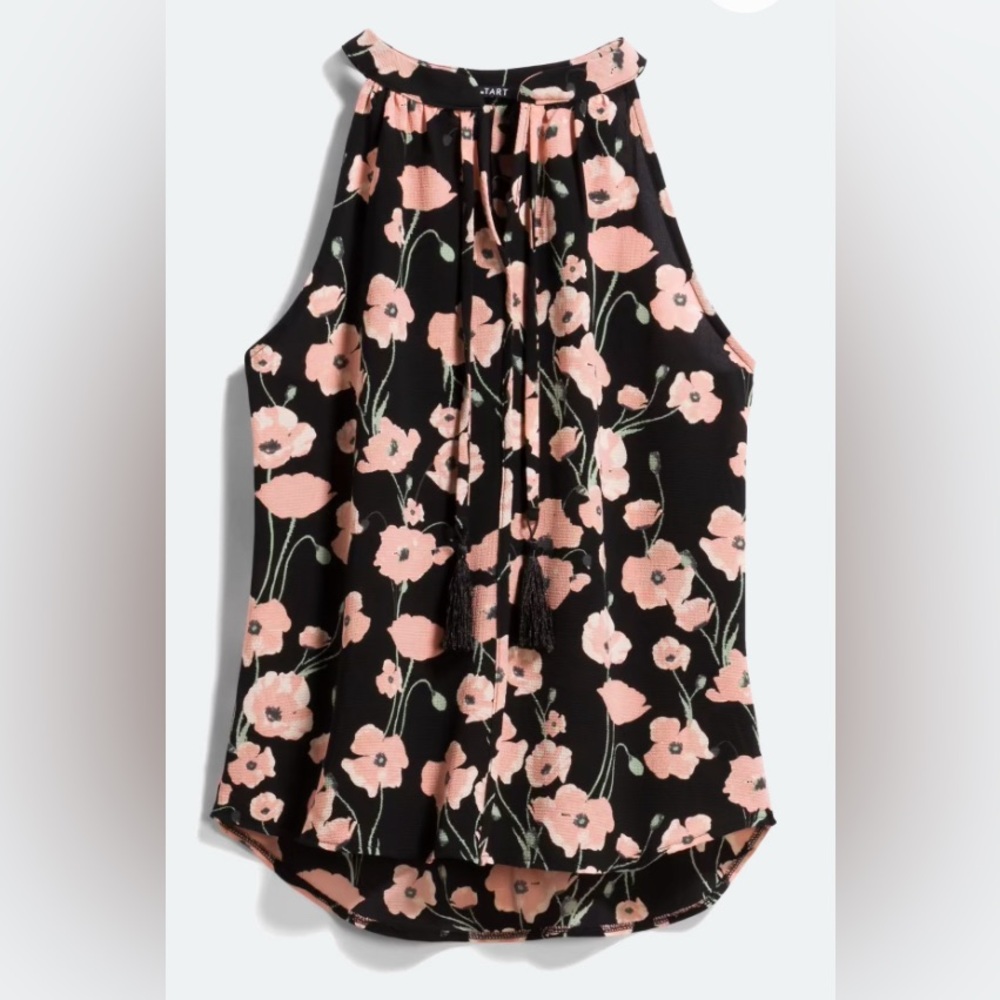 🔴 BLAKEMORE BY LEMON TART SPLIT NECK POPPY PRINT HALTER TOP STYLE TOP 🔴